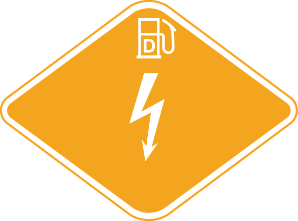 Pictogram for Hybrid Electric Vehicle on fuel of liquid group 1