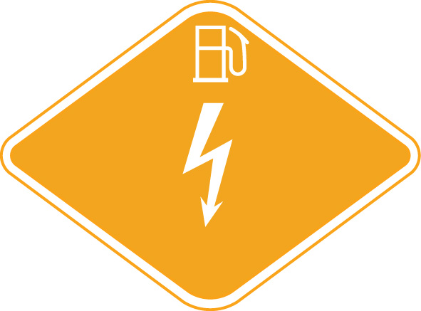 Pictogram for Hybrid Electric Vehicle on fuel of liquid group 2
